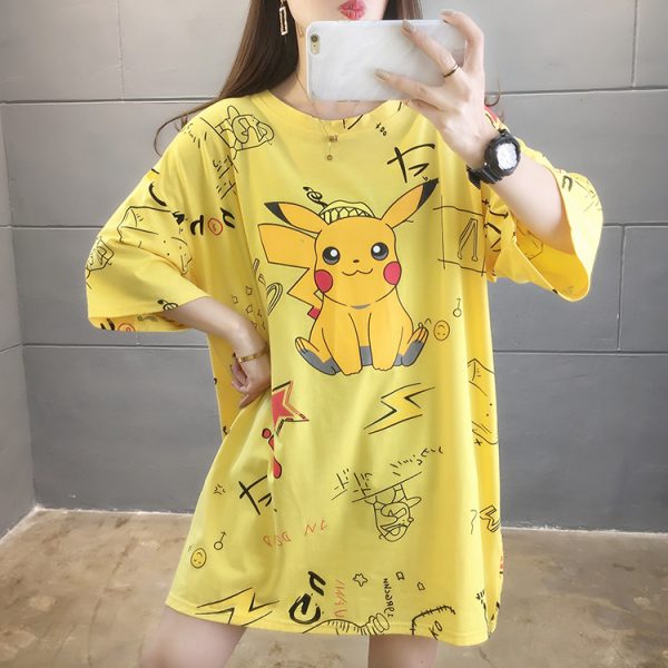 Pokemon Pikachu Girls Half Sleeve Large Loose Yellow Shirts Collection buy online