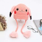 Pokemon Pikachu Pink Knitted Winter Moving Ears Hat Plush For kids pokemonlogo buy online