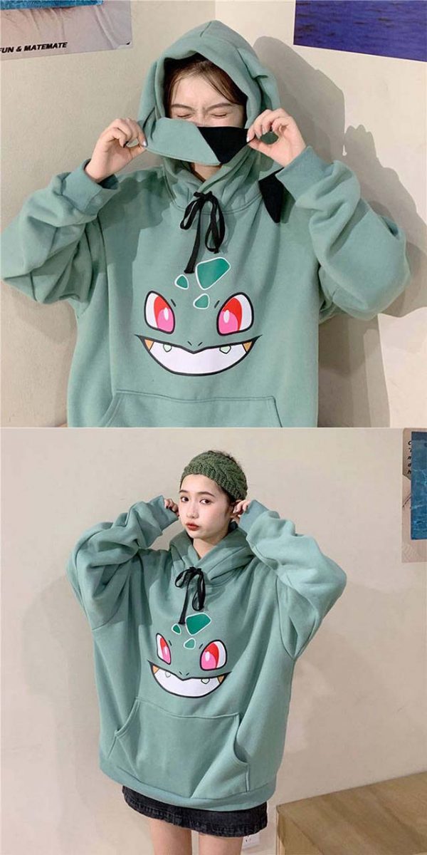 Pokemon Warm Bulbasaur Oversized Dark Green Hoodie for Girls pokemonlogo ebay buy online