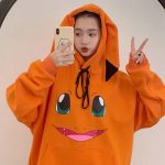 Pokemon Warm Charizard Oversized Orange Hoodie for Girls pokemonlogo buy online