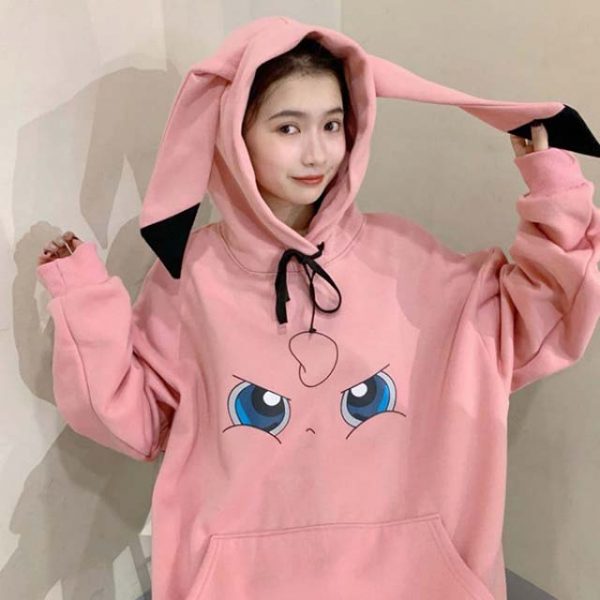 Pokemon Warm Jigglypuff Oversized Pink Hoodie for Girls pokemonlogo buy online