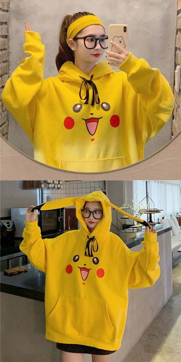 Pokemon Warm Pikachu Oversized Yellow Hoodie for Girls pokemonlogo aliexpress buy online