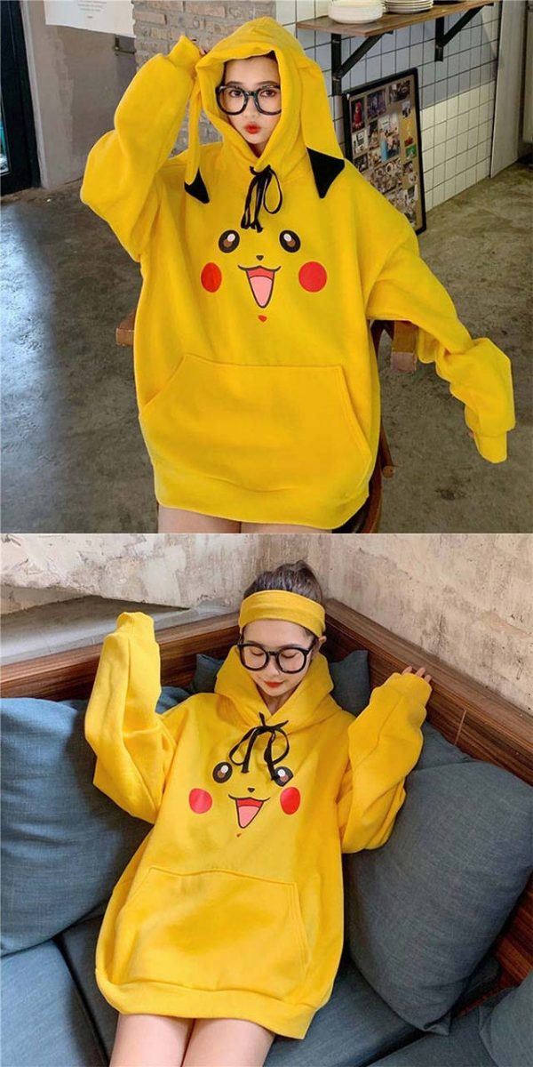 Pokemon Warm Pikachu Oversized Yellow Hoodie for Girls pokemonlogo amazon buy online